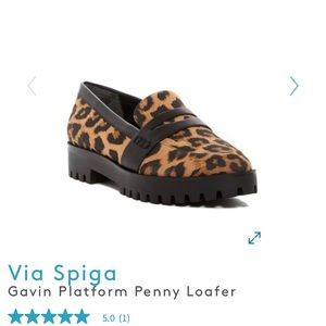 Via Spiga Leopard Print Penny Loafers